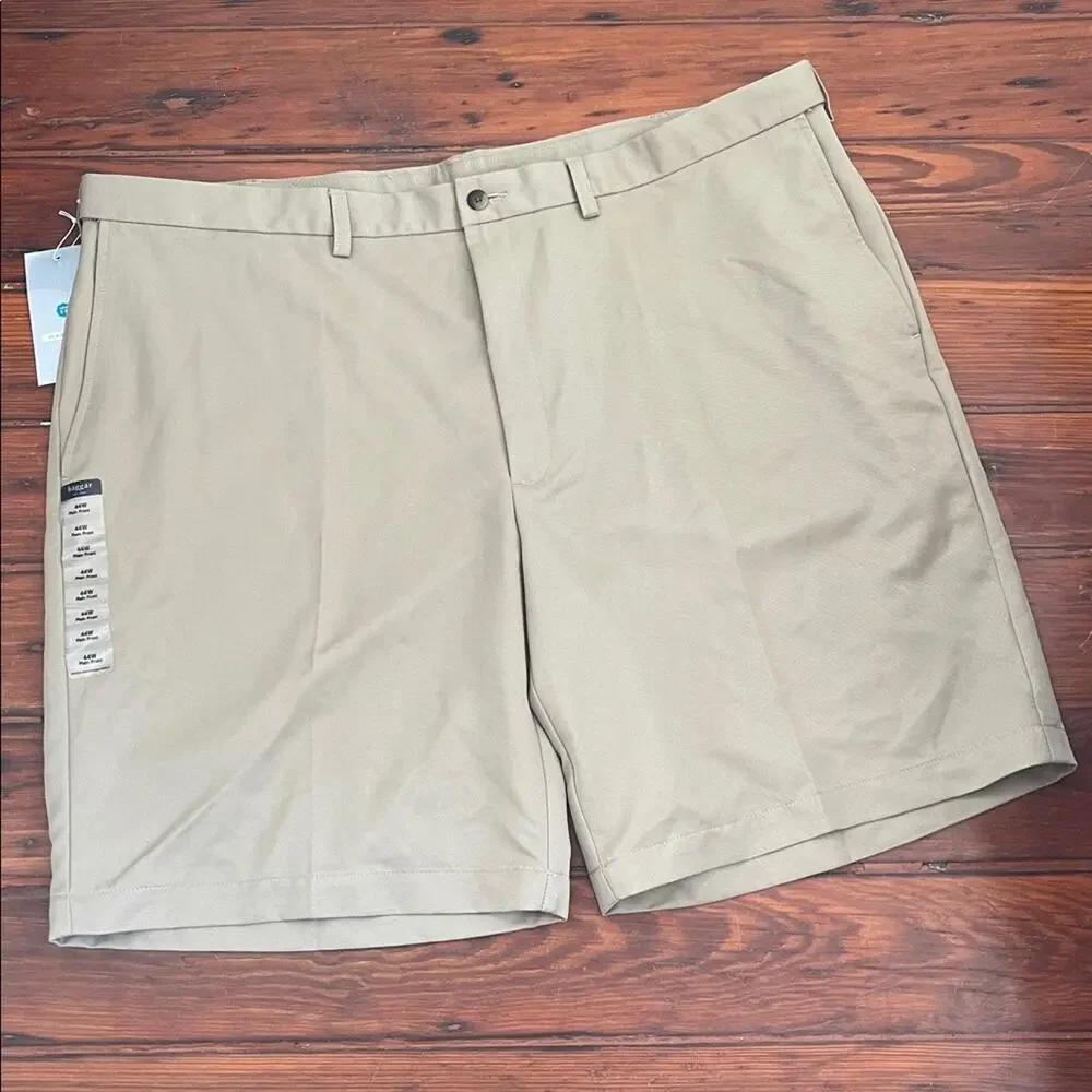 NWT Haggar Flex Waist Cool 18 plain flat front dress chino shorts sz 44W